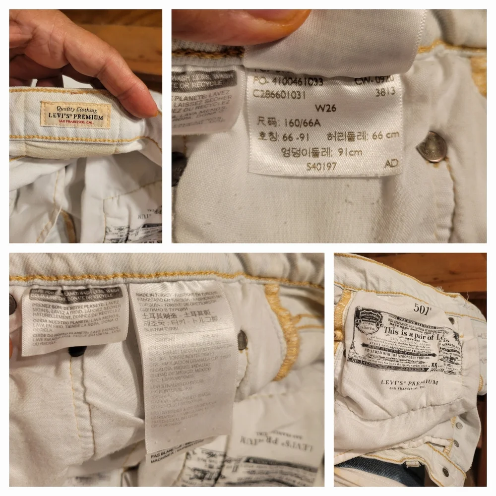 Levis 501 Button Fly Women's 26 White Cut Off Distressed Denim Shorts